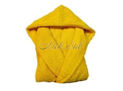 Детска колекция  Юношески халати   Юношески халат с двойна качулка жълт 